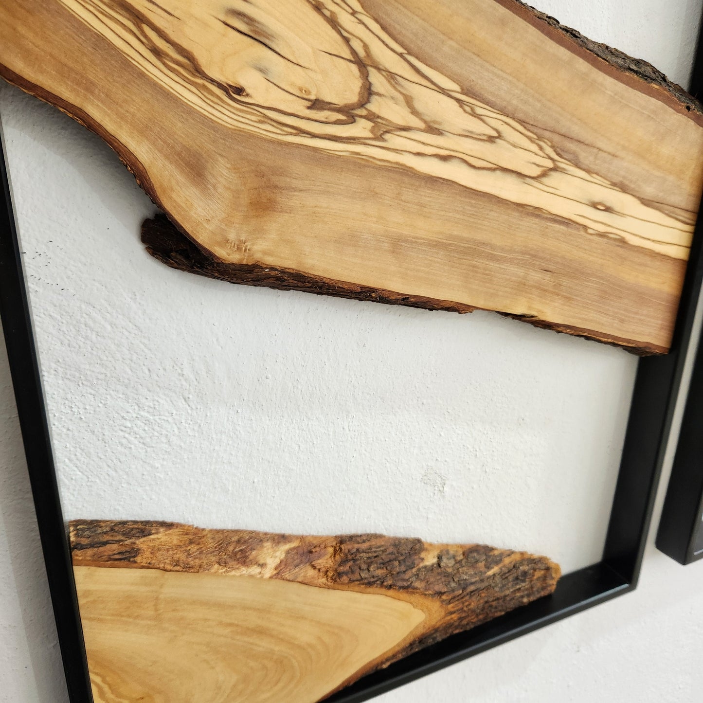 Set of 3 Metal and Wooden Wall Art, 3 Piece Olive Wood Wall Decor, Wall Art, Wood Wall Art, Rustic Wall Art, Live Edge Wood Wall Decor BlackSeaResinWorks