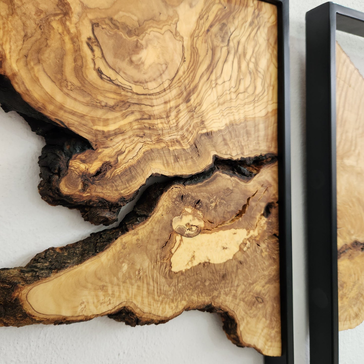 Set of 3 Metal and Wooden Wall Art, 3 Piece Olive Wood Wall Decor, Wall Art, Wood Wall Art, Rustic Wall Art, Live Edge Wood Wall Decor BlackSeaResinWorks