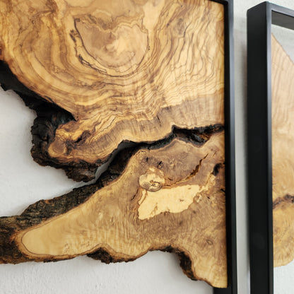 Set of 3 Metal and Wooden Wall Art, 3 Piece Olive Wood Wall Decor, Wall Art, Wood Wall Art, Rustic Wall Art, Live Edge Wood Wall Decor BlackSeaResinWorks