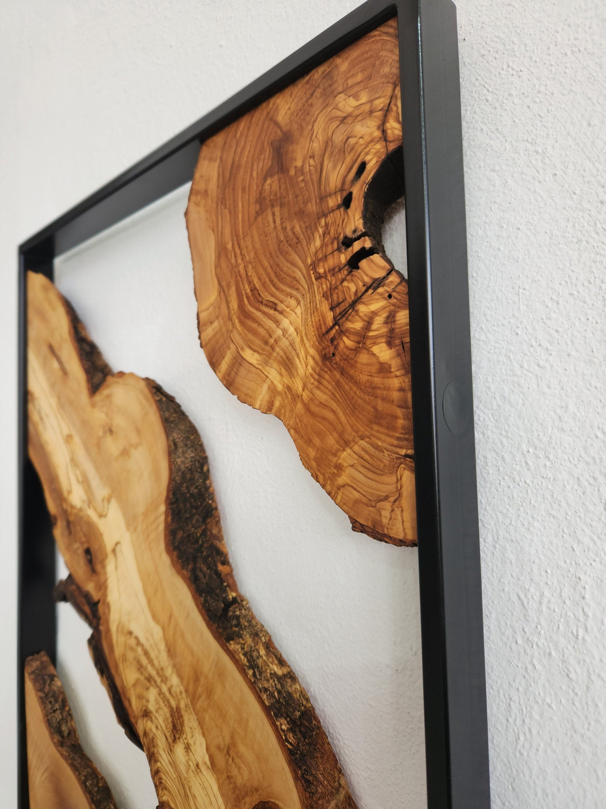 Metal and Wooden Wall Art, Olive Wood Wall Decor, Wall Art, Housewarming Gift, Wood Wall Art, Rustic Wall Art, Live Edge Wood Wall Decor BlackSeaResinWorks