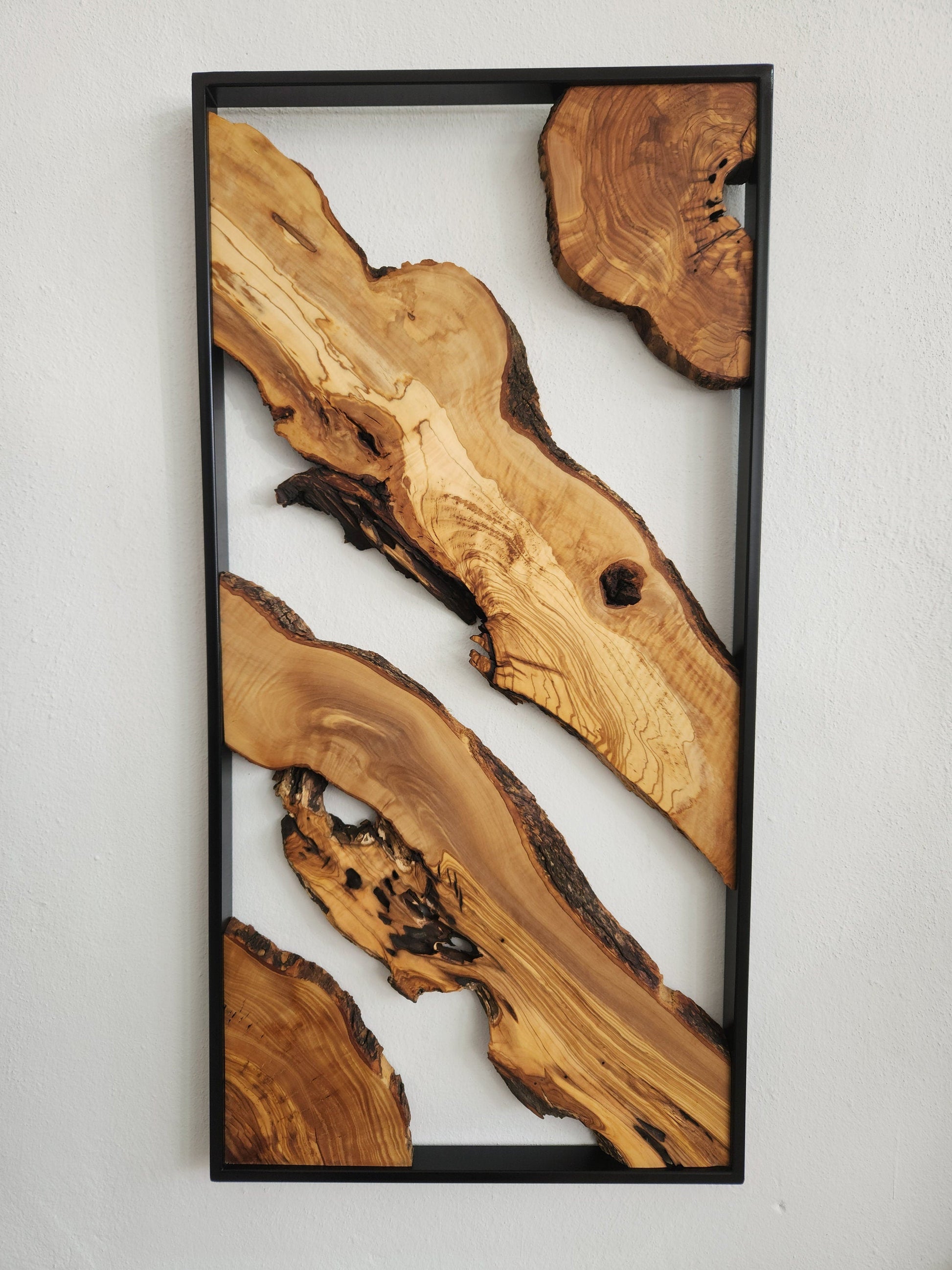 Metal and Wooden Wall Art, Olive Wood Wall Decor, Wall Art, Housewarming Gift, Wood Wall Art, Rustic Wall Art, Live Edge Wood Wall Decor BlackSeaResinWorks