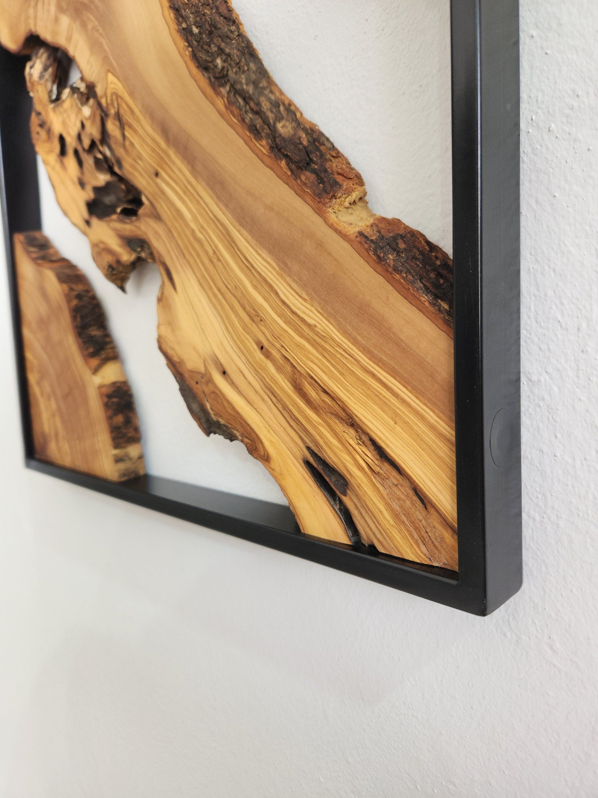 Metal and Wooden Wall Art, Olive Wood Wall Decor, Wall Art, Housewarming Gift, Wood Wall Art, Rustic Wall Art, Live Edge Wood Wall Decor BlackSeaResinWorks