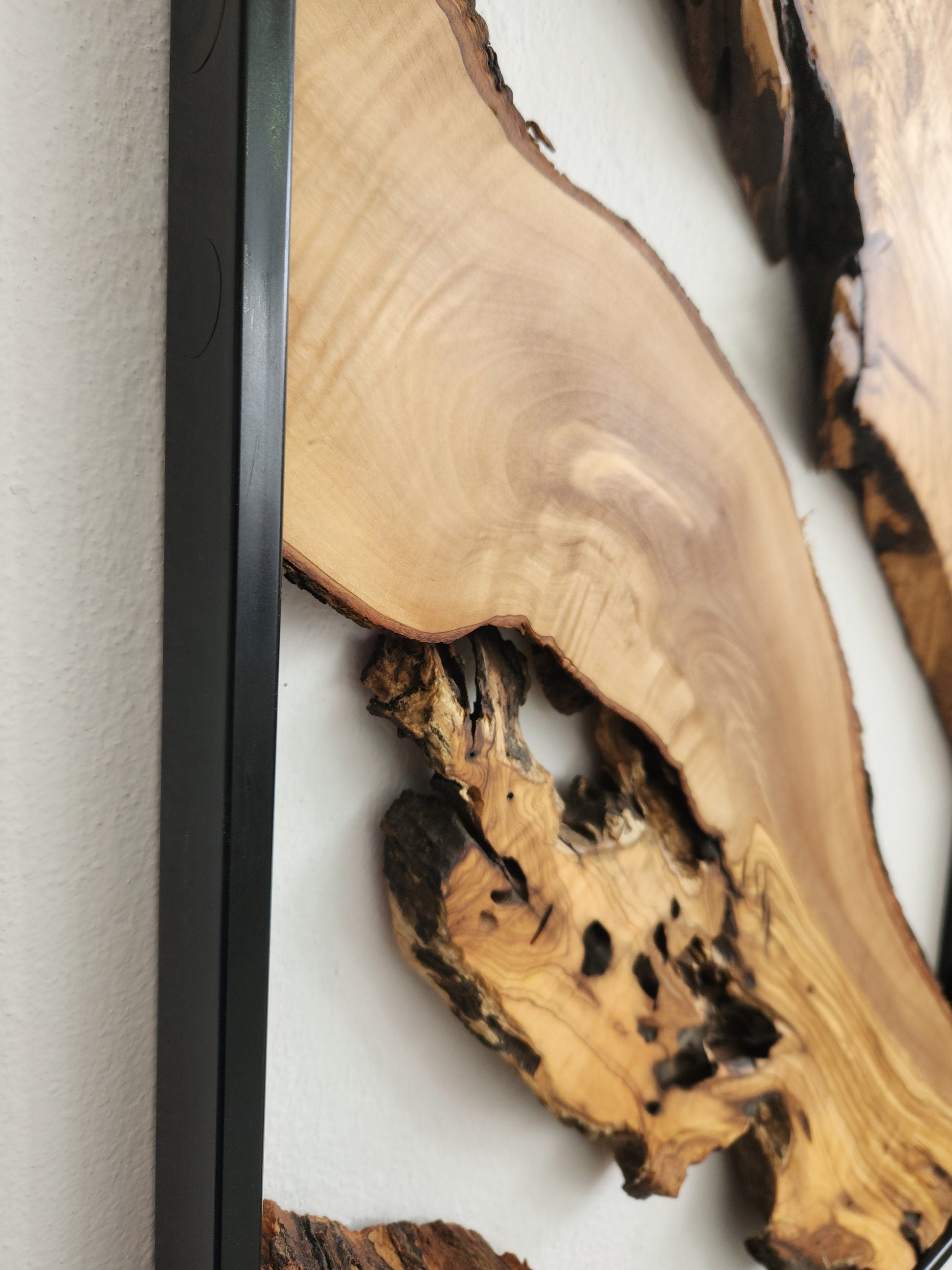 Metal and Wooden Wall Art, Olive Wood Wall Decor, Wall Art, Housewarming Gift, Wood Wall Art, Rustic Wall Art, Live Edge Wood Wall Decor BlackSeaResinWorks