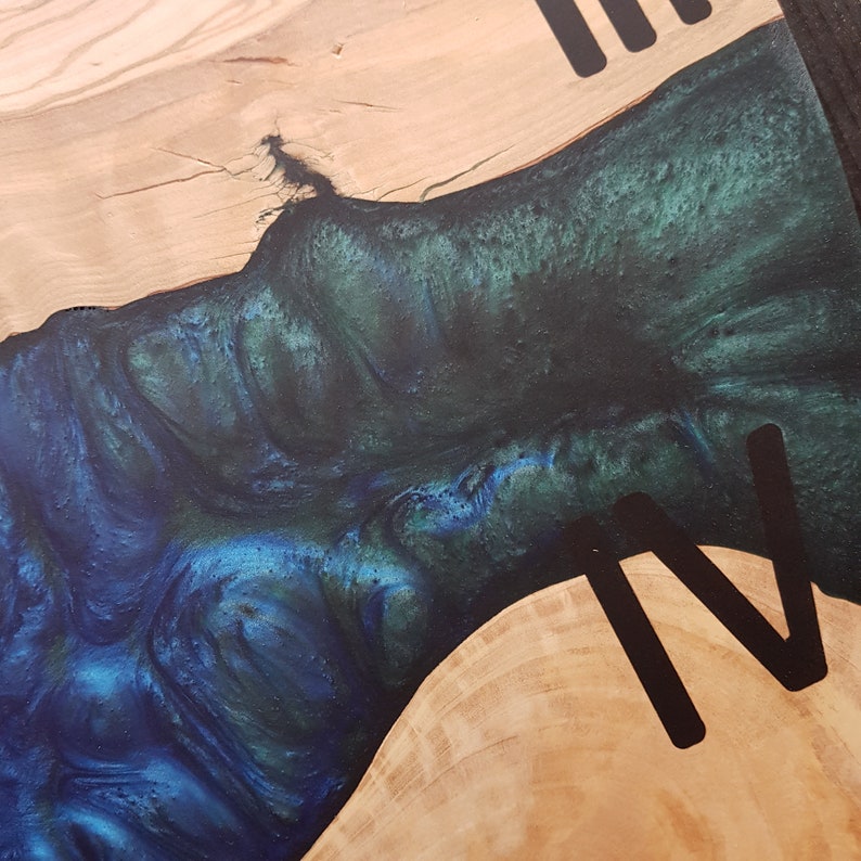 Custom Made Resin & Olive Wood Wall Clock, Epoxy and Olive Wood Wall Clock, Christmas Gift, Live Edge Rustic Olive Wood Wall Clock, Timeless BlackSeaResinWorks