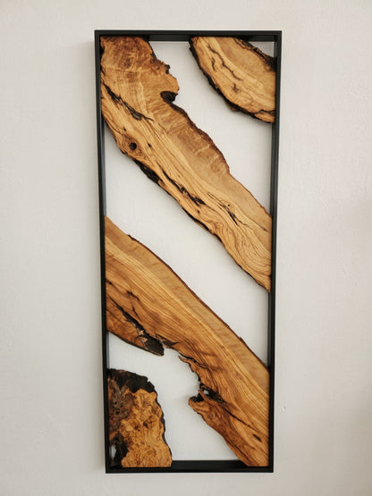 Metal and Wooden Wall Art, Olive Wood Wall Decor, Wall Art, Housewarming Gift, Wood Wall Art, Rustic Wall Art, Live Edge Wood Wall Decor BlackSeaResinWorks