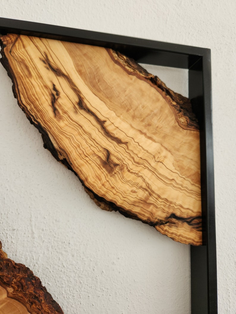 Metal and Wooden Wall Art, Olive Wood Wall Decor, Wall Art, Housewarming Gift, Wood Wall Art, Rustic Wall Art, Live Edge Wood Wall Decor BlackSeaResinWorks