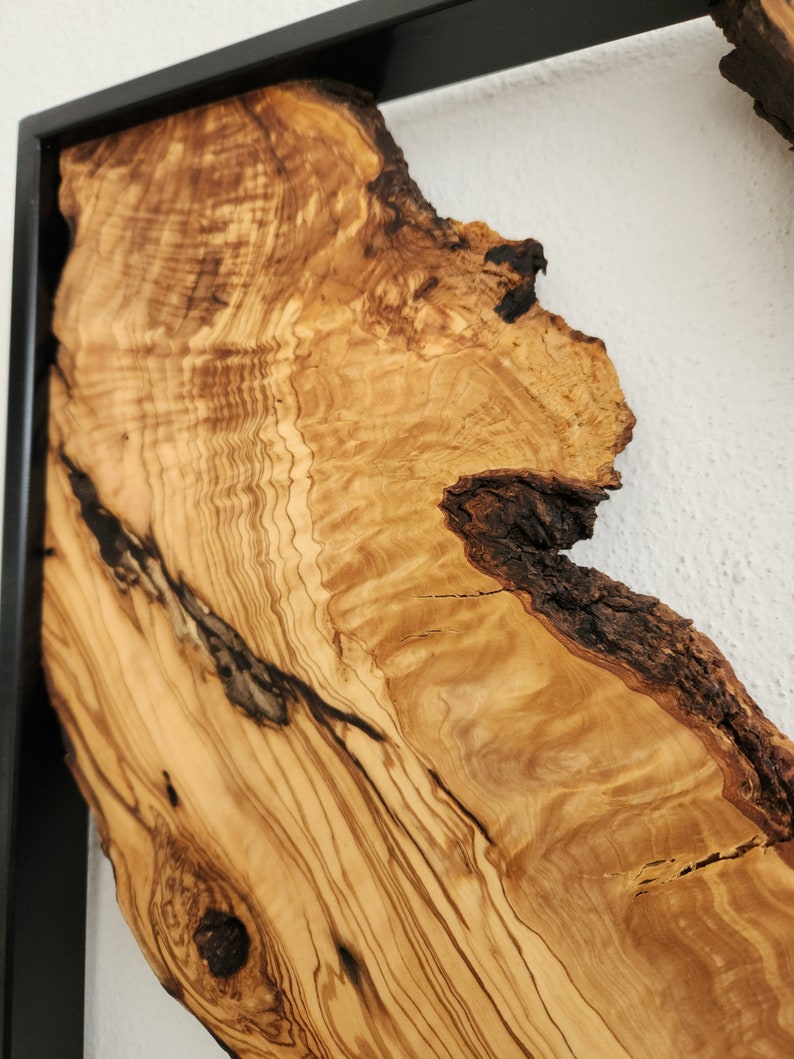 Metal and Wooden Wall Art, Olive Wood Wall Decor, Wall Art, Housewarming Gift, Wood Wall Art, Rustic Wall Art, Live Edge Wood Wall Decor BlackSeaResinWorks