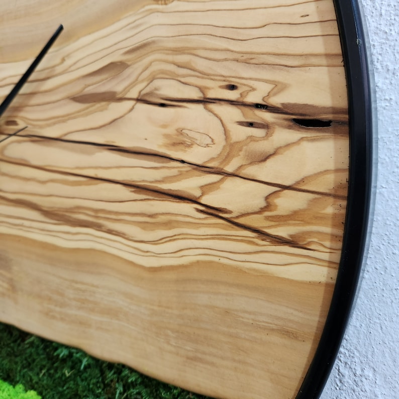 Olive Wood Wall Clock, Metal and Olive Wooden Wall Clock, Olive Wooden Wall Clock & Moss Wall Art, Preserved Stabilized Moss