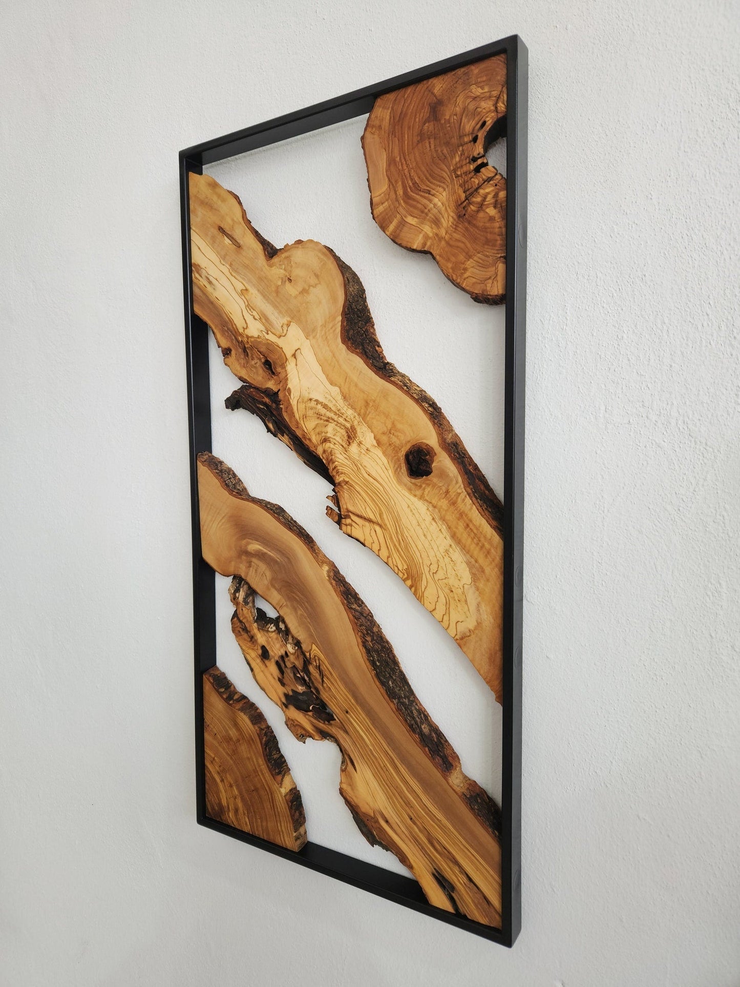 Metal and Wooden Wall Art, Olive Wood Wall Decor, Wall Art, Housewarming Gift, Wood Wall Art, Rustic Wall Art, Live Edge Wood Wall Decor BlackSeaResinWorks