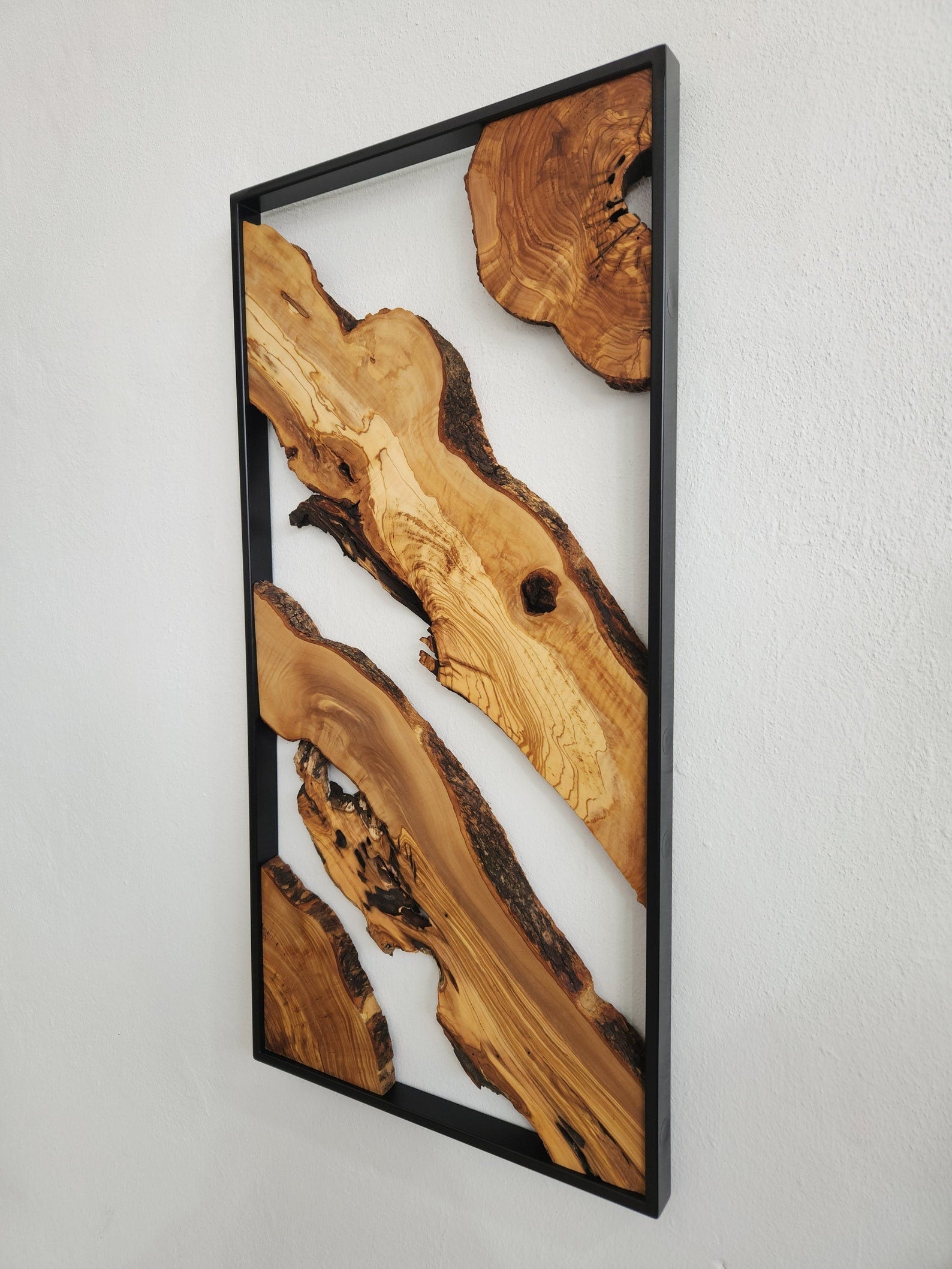 Metal and Wooden Wall Art, Olive Wood Wall Decor, Wall Art, Housewarming Gift, Wood Wall Art, Rustic Wall Art, Live Edge Wood Wall Decor BlackSeaResinWorks