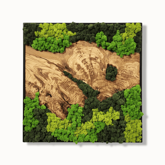 Custom Made Moss and Olive Wood Wall Art, Metal Frame Moss Wall Decor, Olive Wood and Moss Wall Art- Preserved Stabilized Moss Wall Decor
